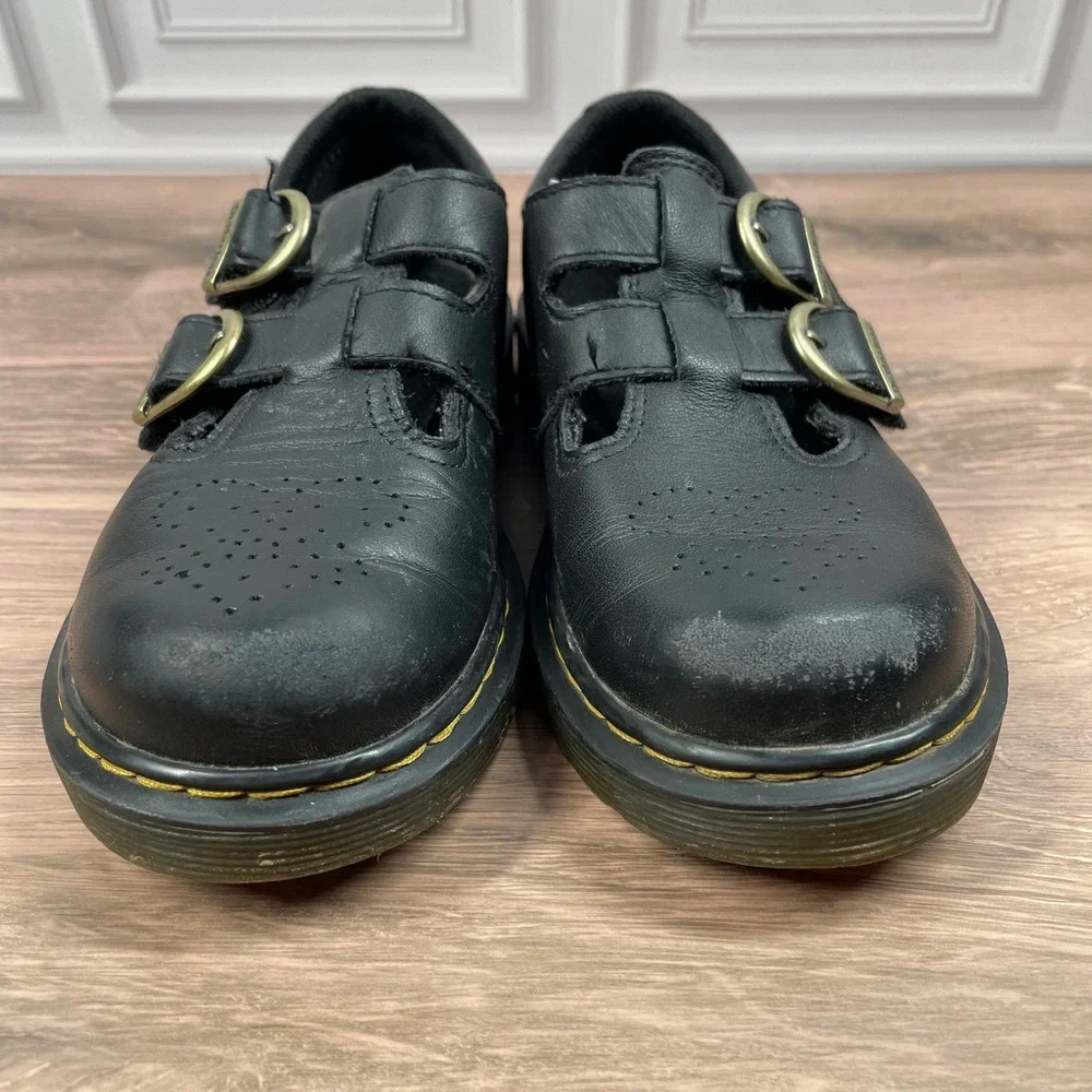 Dr. Martens 8065 J Mary Jane Kids‎ Black Leather Double Strap Shoes Size 13 US
